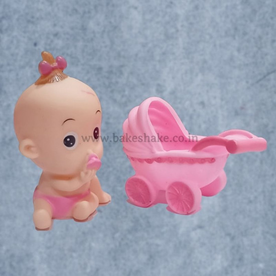 Baby Carriage Cake Topper Pink
